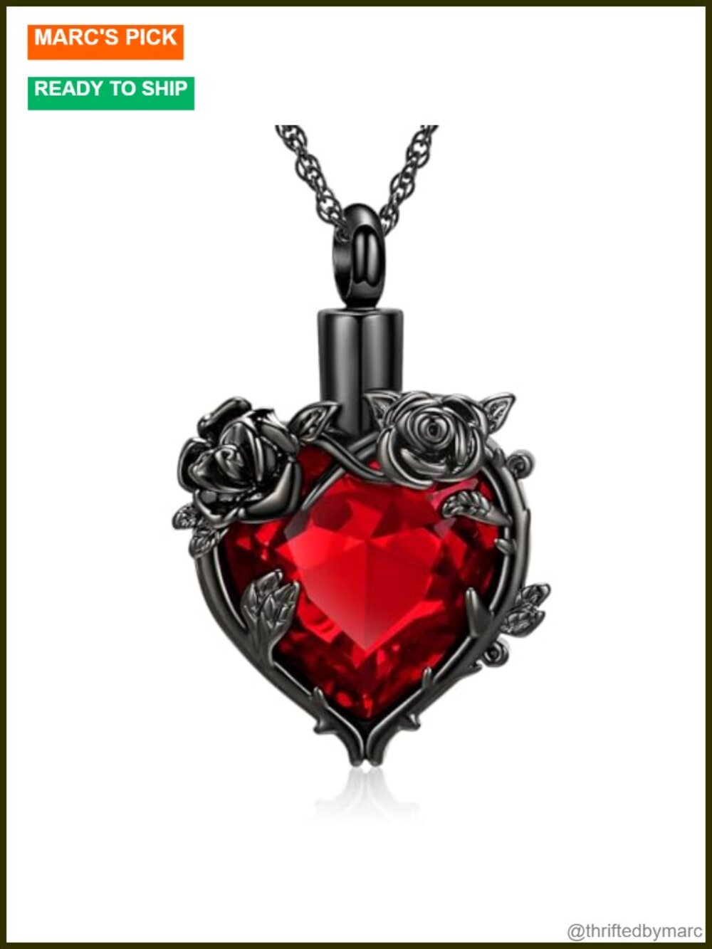 Cremation Urn Necklace Ashes Rose Flower Heart Pendant Stainless Steel Keepsake